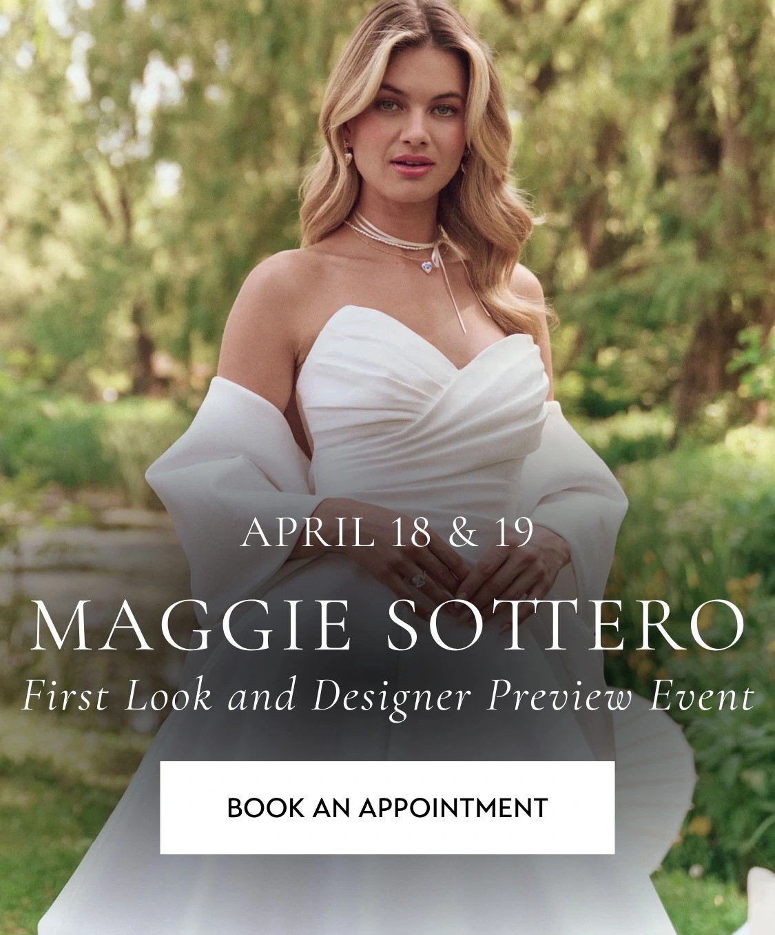 Models wearing Maggie Sottero Aubrielle and Jace gowns mobile banner