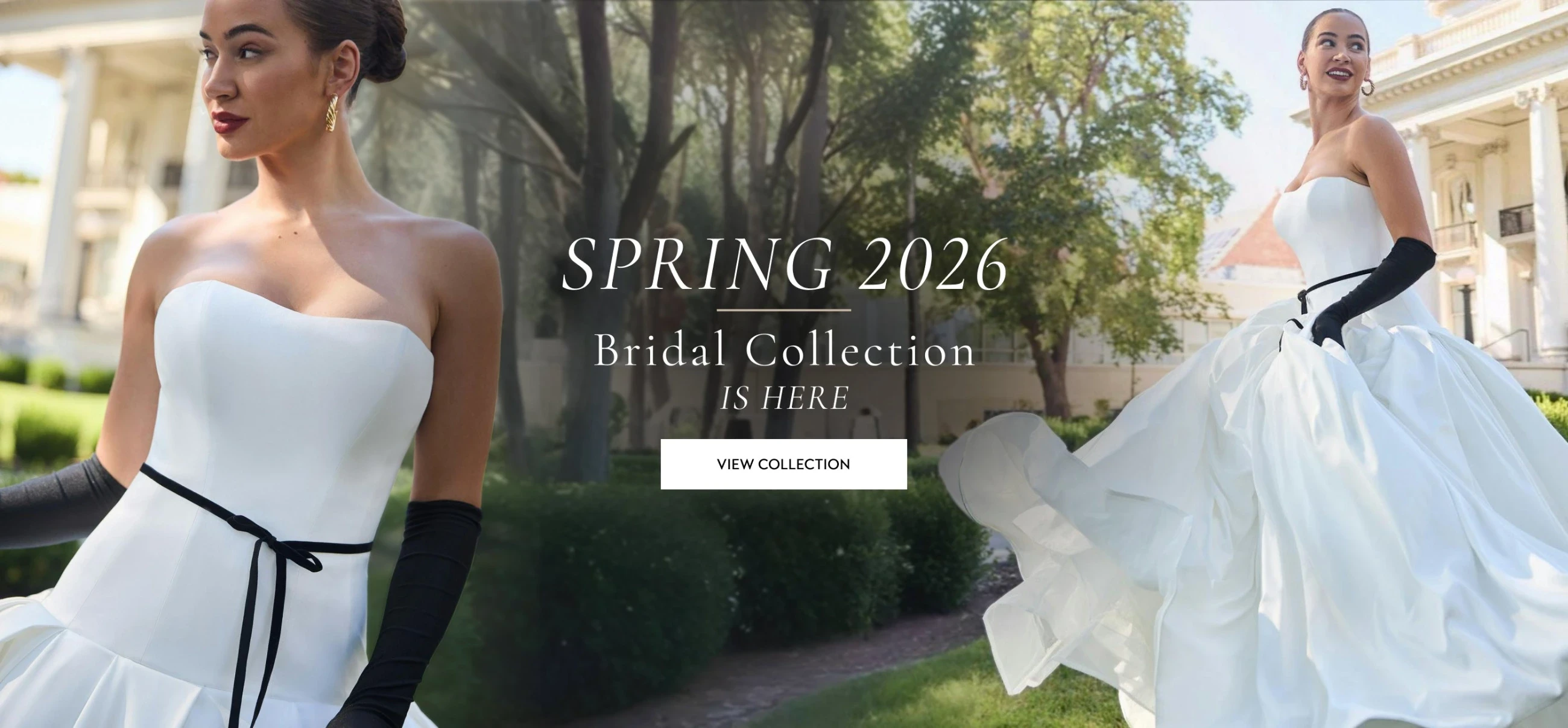 Model wearing Maggie Sottero Spring 2026 Bridal gown, spring 2026 desktop banner