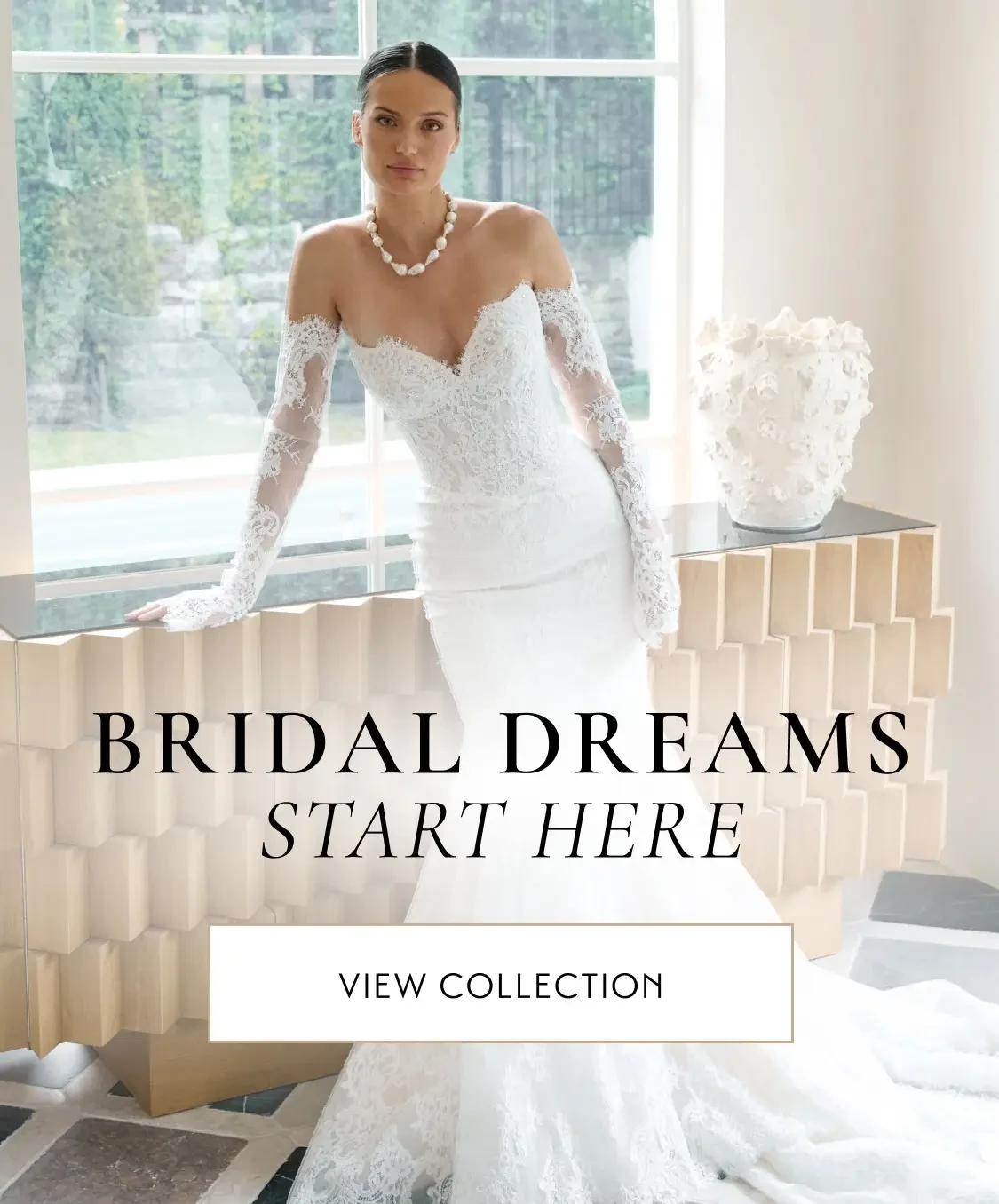 Model wearing bridal gown, summer brides mobile banner
